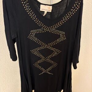 Anthony Originals Black Studded Tunic Top Size L